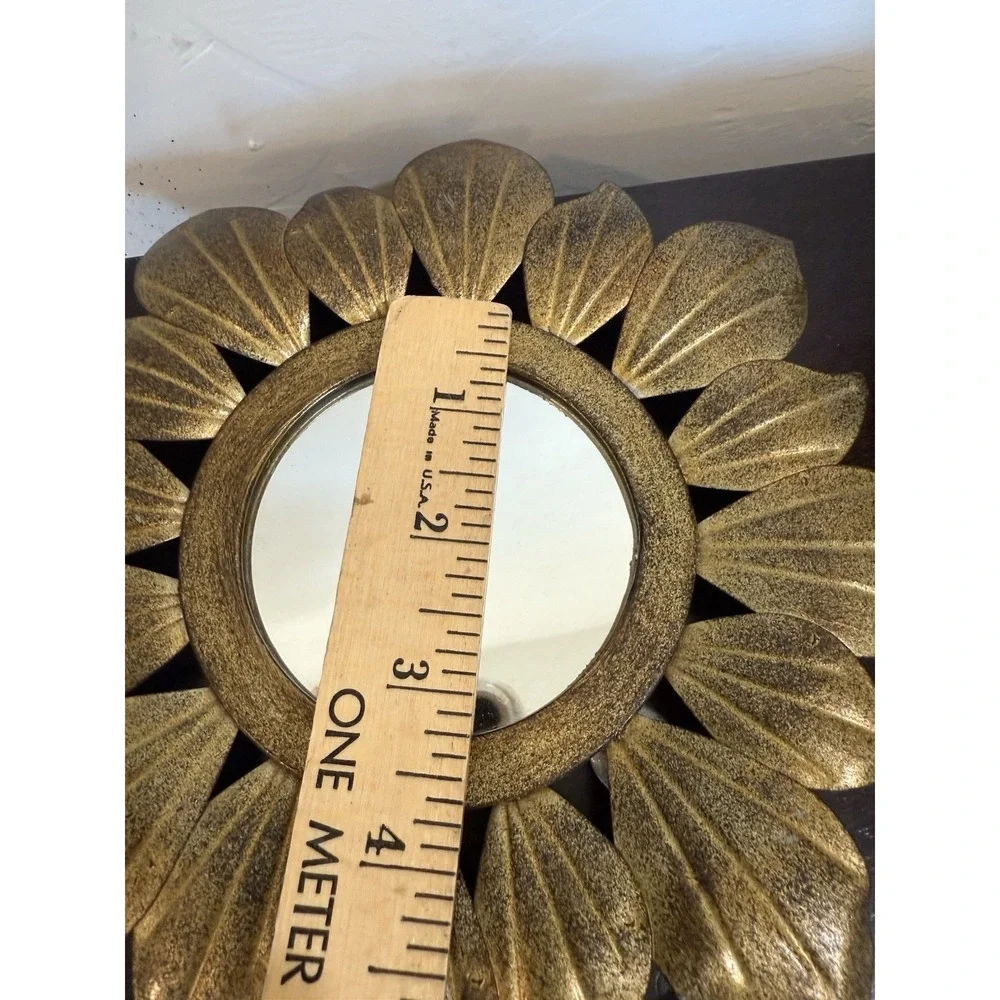Sunflower MIRRORS WALL ART Decor Metal Gold Black -7